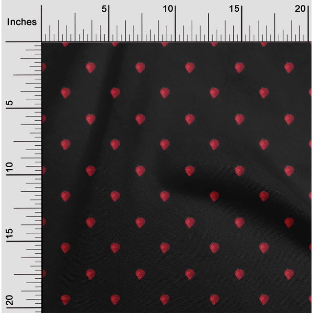 oneOone Silk Tabby Fabric Strawberry Fruit Print Fabric by Yard 42 Inch Wide