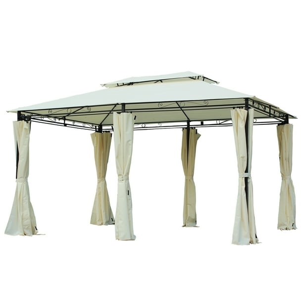 Outsunny 10' x 13' Outdoor Soft Top Gazebo with Curtains, 2Tier Steel