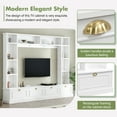 thumbnail image 3 of MDF Entertainment Wall Unit with 3 Bookshelves, 8 Display Cabinets and 8 Drawers, TV Stand with Golden Handles for Living Room, White, 3 of 9
