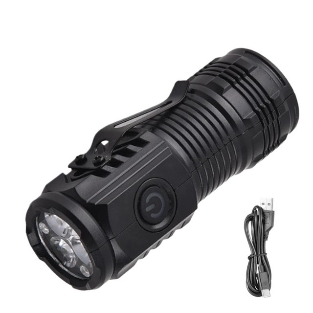 From Xiao Bei strict selection Three-eyed Monster LED Strong Light Flashlight Rechargeable Multifunctional Portable Outdoor Home Mini Flashlight Cap Clip Light
