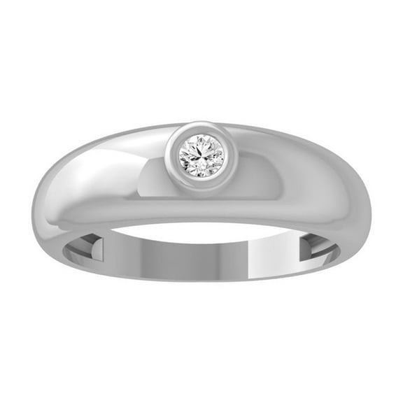Araiya Fine Jewelry 10K White Gold Round-shape Lab Grown Diamond Fashion Band Ring ( 1/10 cttw, D-F Color, VS Clarity) Size 10