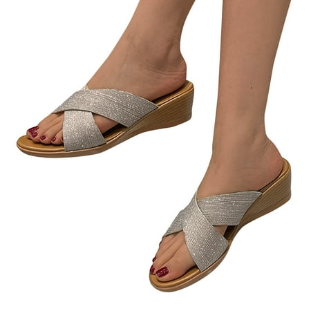 

iOPQO Women s sandals Sandals For Women Ladies Slippers Open Toe Slippers For Women Roman Shoes Summer Sandals Casual Beach Slippers Ladies Casual Solid Color Gold 37
