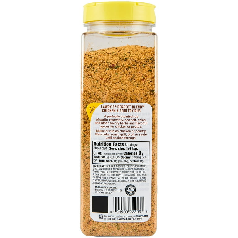 Lawry s Savory Perfect Blend Chicken Poultry Rub 24.5 oz Bottle Walmart