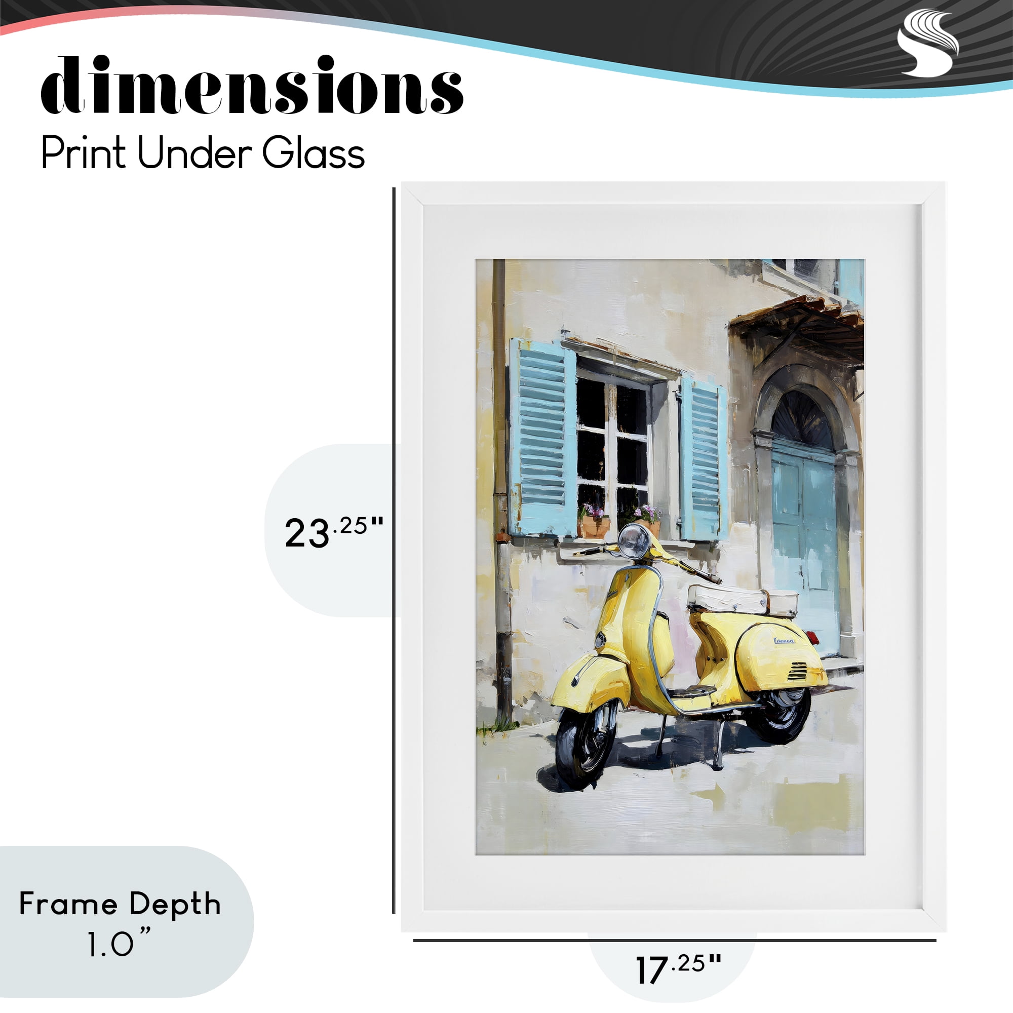 Stupell Industries Sunny Day Scooter Ride White Framed Print Under Glass, design by Petal Prints Design