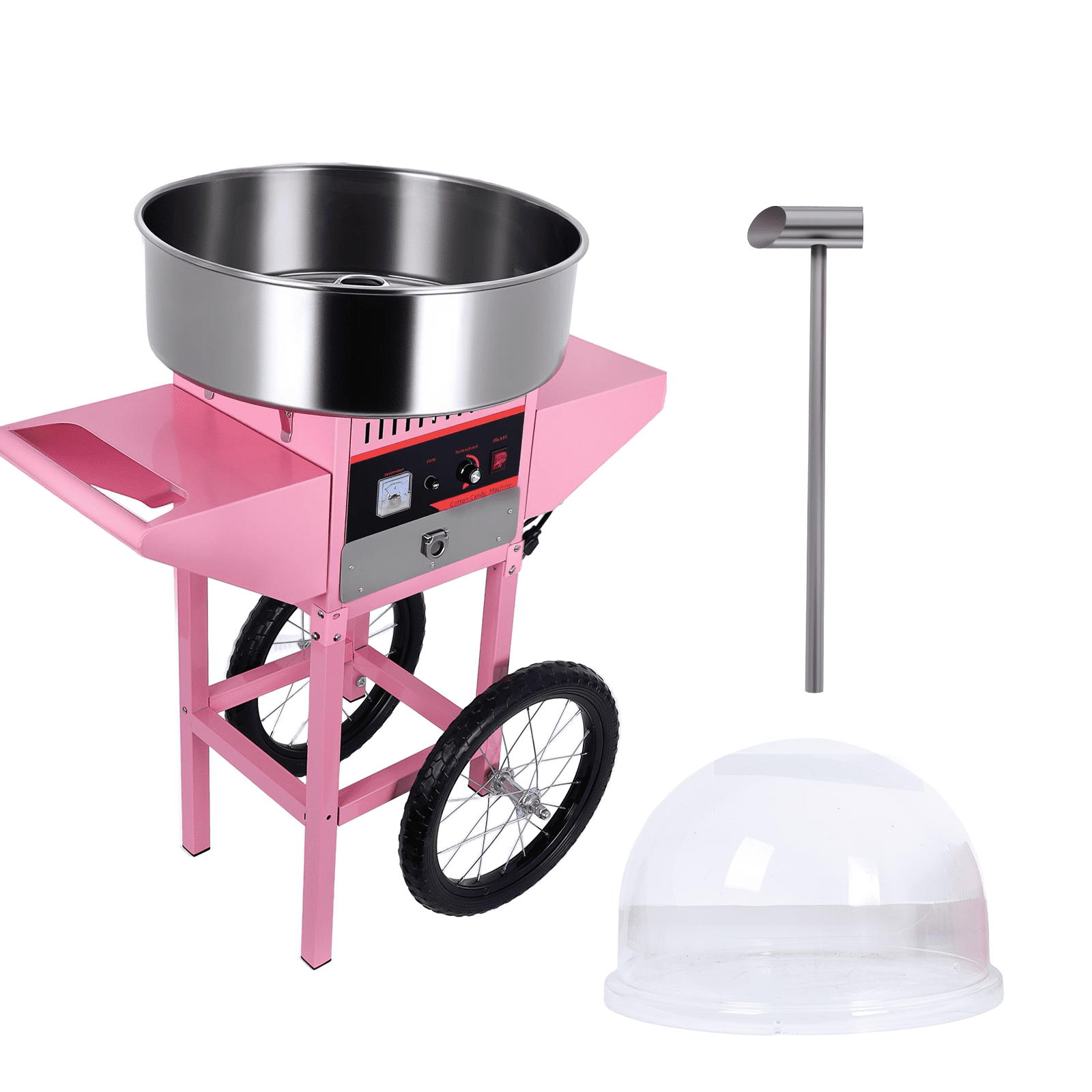 Electric Cotton Candy Machine Cart, Commercial Floss Maker, Cotton Candy Machine with Cover, Suitable for Indoor Celebration, Kids Playdate, Holiday Market