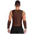 thumbnail image 2 of RUNQHUI Men's Medieval Pirate Vest Lace Up Medieval Renaissance Gothic Shirt with Sleeves Brown S, 2 of 6