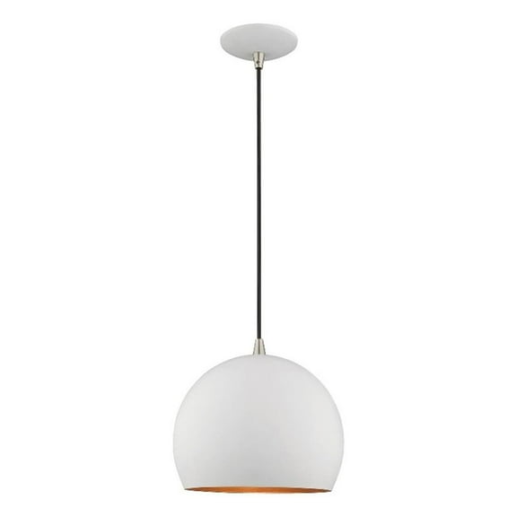 Beaumont Lane Modern 1-Light Metal Single Pendant with Shade in White