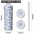 thumbnail image 3 of Pioneer Flower Floral Print Pattern 20oz Skinny Tumbler with Straw & Lid, Double Wall Vacuum Insulated Cup, Leak-Proof, Cup Holder Friendly, Hot 6H Cold 12H, 3 of 6