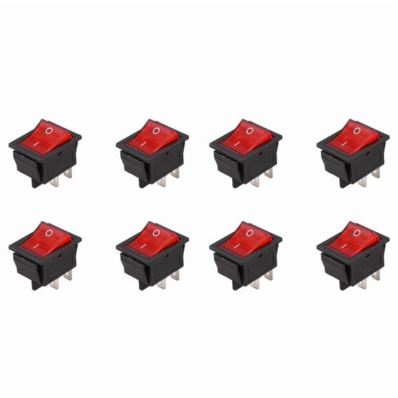 8X Red Light Illuminated 4 Pin DPST ON/ Snap in Rocker Switch 16A 20A 250V AC