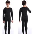 thumbnail image 2 of XIMIN Kids Soft Fleece Lined Thermal Underwear Long Johns Boys Girls Solid Color Underwear for Skiing Base Layer Long Underwear Winter Set, 2 of 4