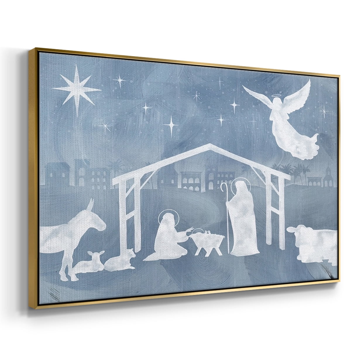 Star of Bethlehem Collection A - Framed Gallery Wrapped Holiday Canvas - 25 x 37 - Gold Frame