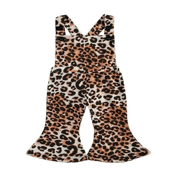 Lovely Infant Baby Girls Romper Leopard Sleeveless Backless Jumpsuits Overalls Black 12-18 Months