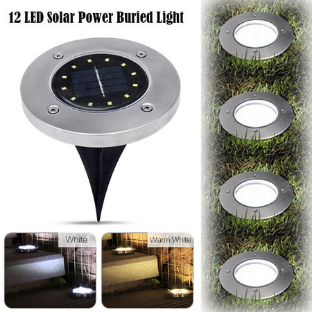 Solar Powered Ground Lights ,1Pack 12LED Waterproof LED Solar Path Lights Outdoor Spot Lamp Yard Garden Lawn Landscape