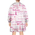 thumbnail image 2 of Wearable Oversized Blanket,Pink Breast Cancer and Love Wearable Blanket Hoodie for Adults,Cozy Hooded Blankets with Super Pockets,Super Warm Fuzzy Pullover for Women & Men, 2 of 6