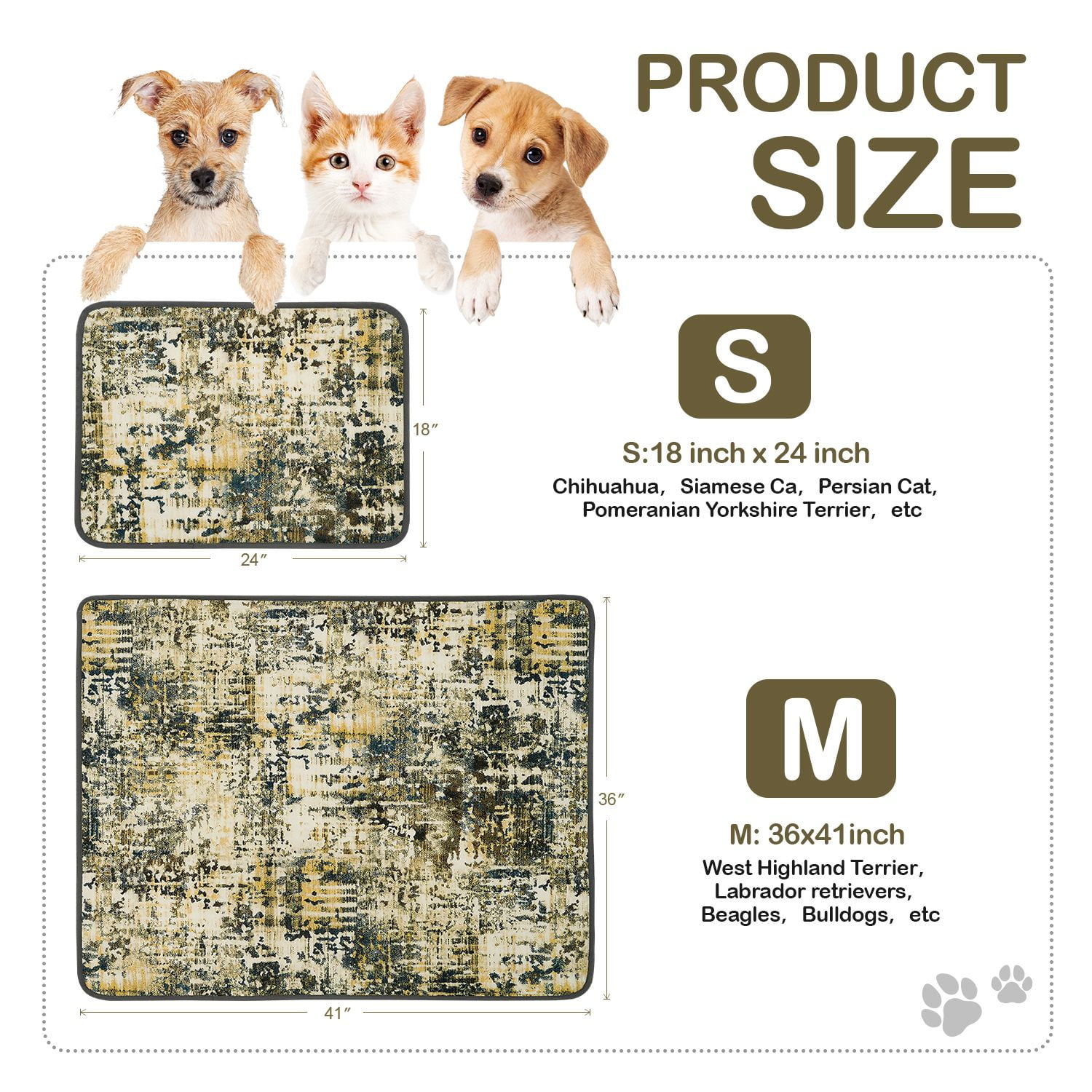 Qeils Washable Pee Pads for Dogs, 2 Pack Reusable Puppy Pads 36"x41" Super Absorbent Leakproof Dog Training Pads, Non-Slip Potty Pads for Floor, Crate, Couch, Whelping Pads Litter Mat Puppy Supplies
