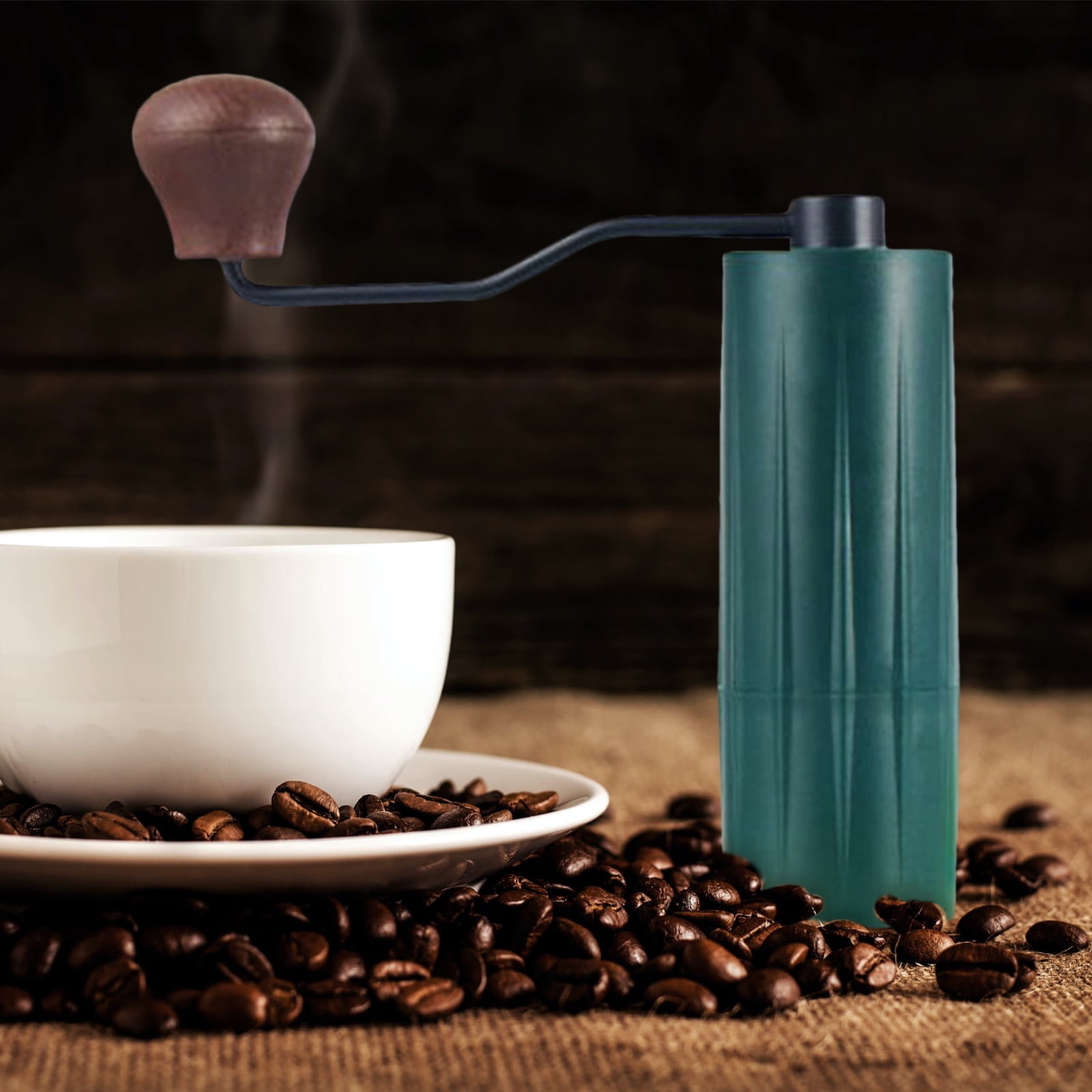 Fiocias Mini Manual Coffee Bean Hand Grinder Machine Stainless Steel Burr Green