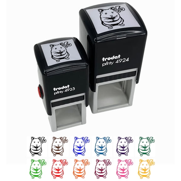 Shocked Syrian Teddy Bear Hamster Self-Inking Rubber Stamp Ink Stamper - Black Ink - Small 1 Inch