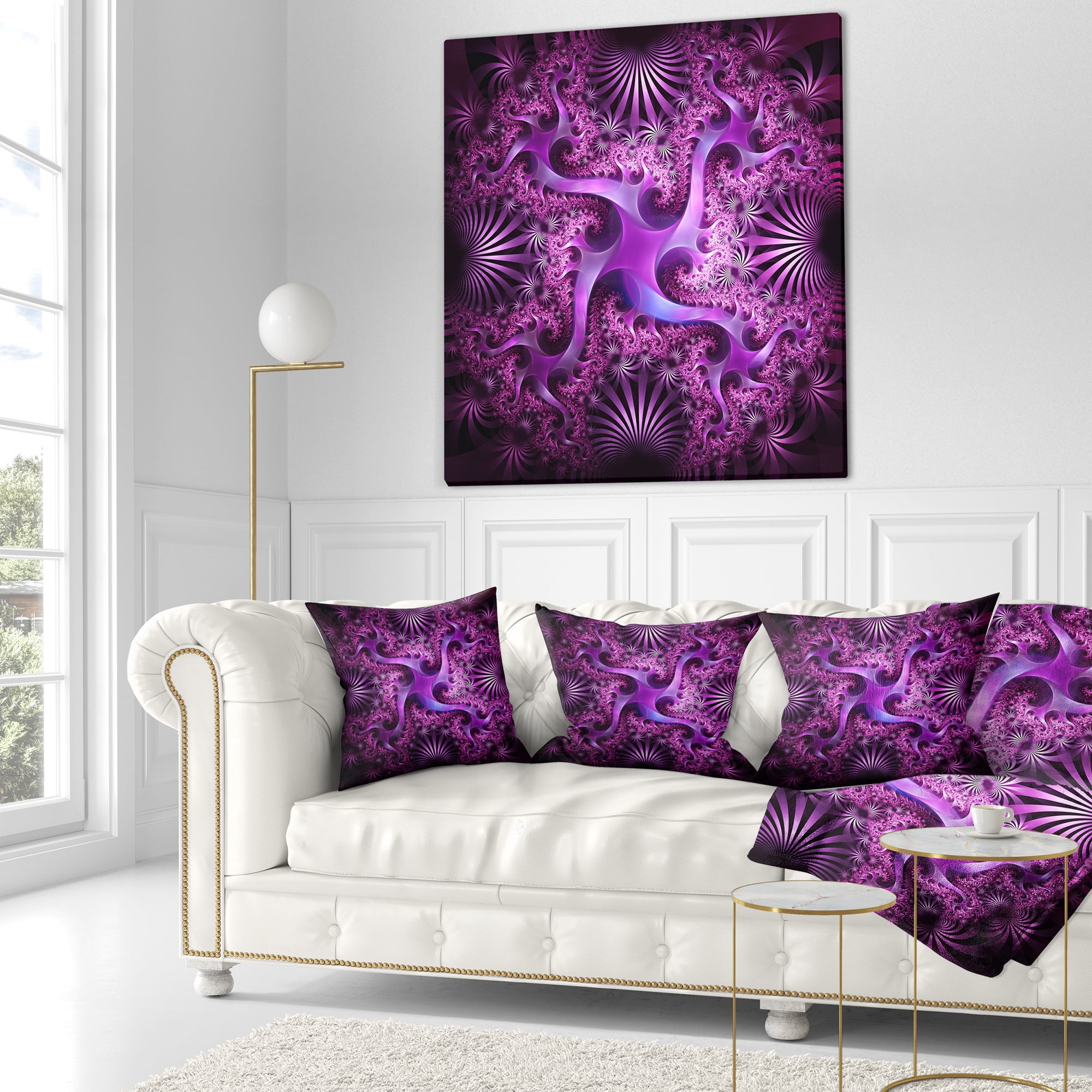 Designart 16" x 16" Purple Polyester Throw Pillow