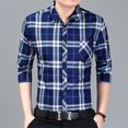 thumbnail image 4 of Camiseta informal para hombre camisa a cuadros de manga larga para hombre cómoda de ajuste regular con botones para citas para el hogar para el trabajo ANGGREK Otros, 4 of 7