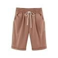thumbnail image 3 of Jinhomg Shorts for Kids Lightweight Elastic Drawstring Waist Bermuda Shorts Boys Girls Casual Comfy Linen Beach Shorts Brown 3-4Years, 3 of 8