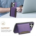 thumbnail image 6 of Detachable Wallet Case for iPhone 13, Flip Magnetic Card Holder for Phone Case with Stand, Kickstand Card Holders Stick on PU Leather Phone Case Shockproof Cover for iPhone 13, Purple, 6 of 10