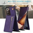 thumbnail image 4 of Dteck Flip Leather Wallet Case for Samsung Galaxy Note20, Crossbody Wallet Case with Credit Card Holder Zipper Pocket Lanyard Shoulder Strap, Women Men Kickstand Phone Cover for Samsung Note20,Purple, 4 of 9