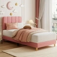 thumbnail image 2 of Danolapsi Twin Bed Frame,Boucle Upholstered Platform Bed with Wave Headboard for Girls and Boys,Low Profile Sturdy Platform Bed,Easy Assembly,Wooden Slats Support,No Box Spring Needed, 2 of 4