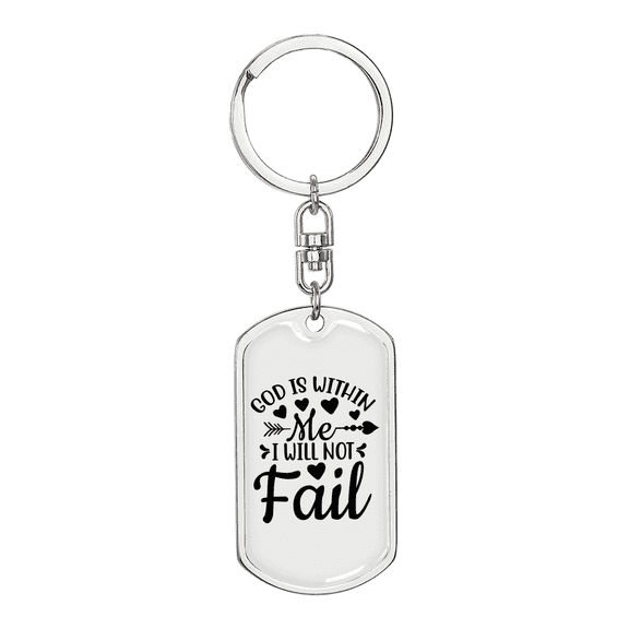 God Is Within Me Stainless Steel or 18k Gold Premium Swivel Dog Tag Keychain