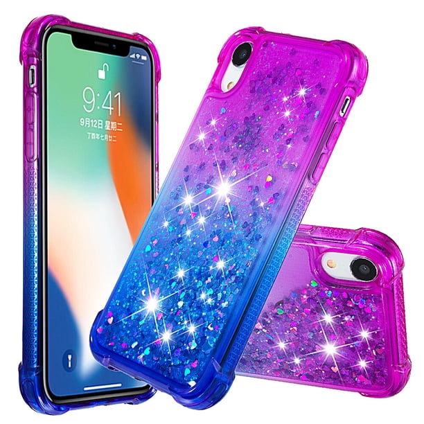 Funda para iPhone Xr Transparente con Brillos Carcasa Protectora Antigolpes con Glitter Brillante