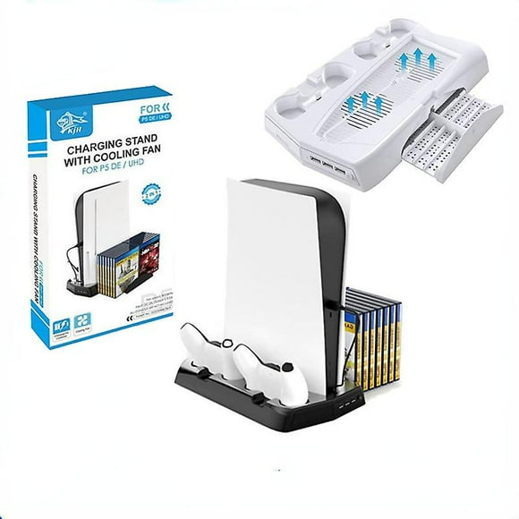 Soporte vertical con ventilador de refrigeración compatible con la estación de carga de la consola PS5 con doble