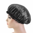 thumbnail image 1 of Coiffure Imitation Soie Dentelle Casquette Ronde Bonnet de Sommeil Bonnet de Chimiothérapie Beauté et Coiffure Extra Large Bonnet de Satin Réglable Réversible Bonnet de Sommeil Bouclé Cheveux Naturels, 1 of 8