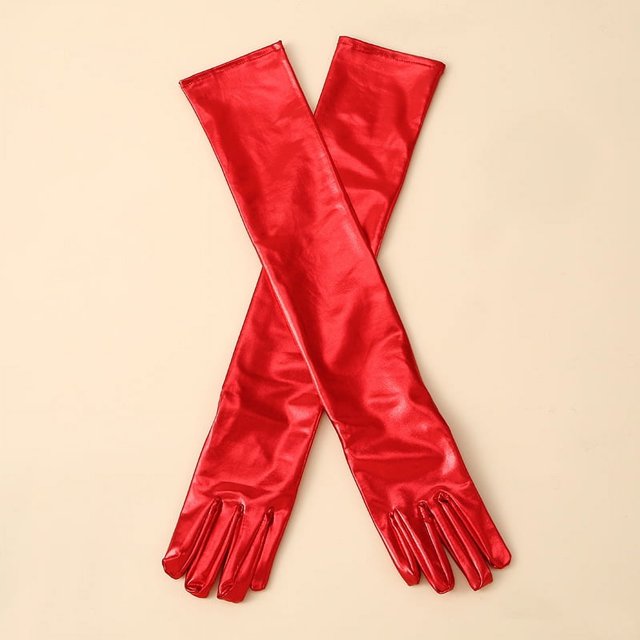 Guantes largos elásticos sexys para mujer, de charol, a la moda, para noche, ópera, fiesta, disfraces, guantes