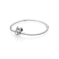 PANDORA Disney Minnie snake chain bracelet with 20 bead-set clear CZ