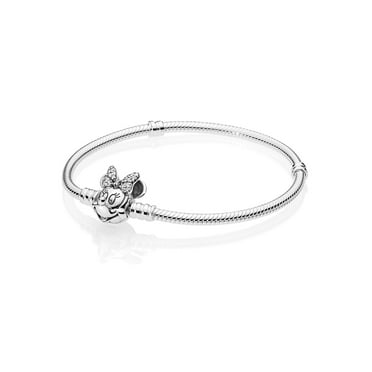 PANDORA Disney Minnie snake chain bracelet with 20 bead-set clear CZ
