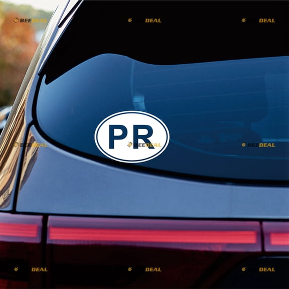 Puerto Rico PR Oval Country Code Sticker Decal Vinyl - 2 Pack White 4" - For Car Boat Laptop Cup No Background Die-cut