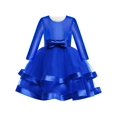 thumbnail image 1 of Girls Dress Long Sleeve Royal Blue Wedding Party Pageant 8 Years, 1 of 5