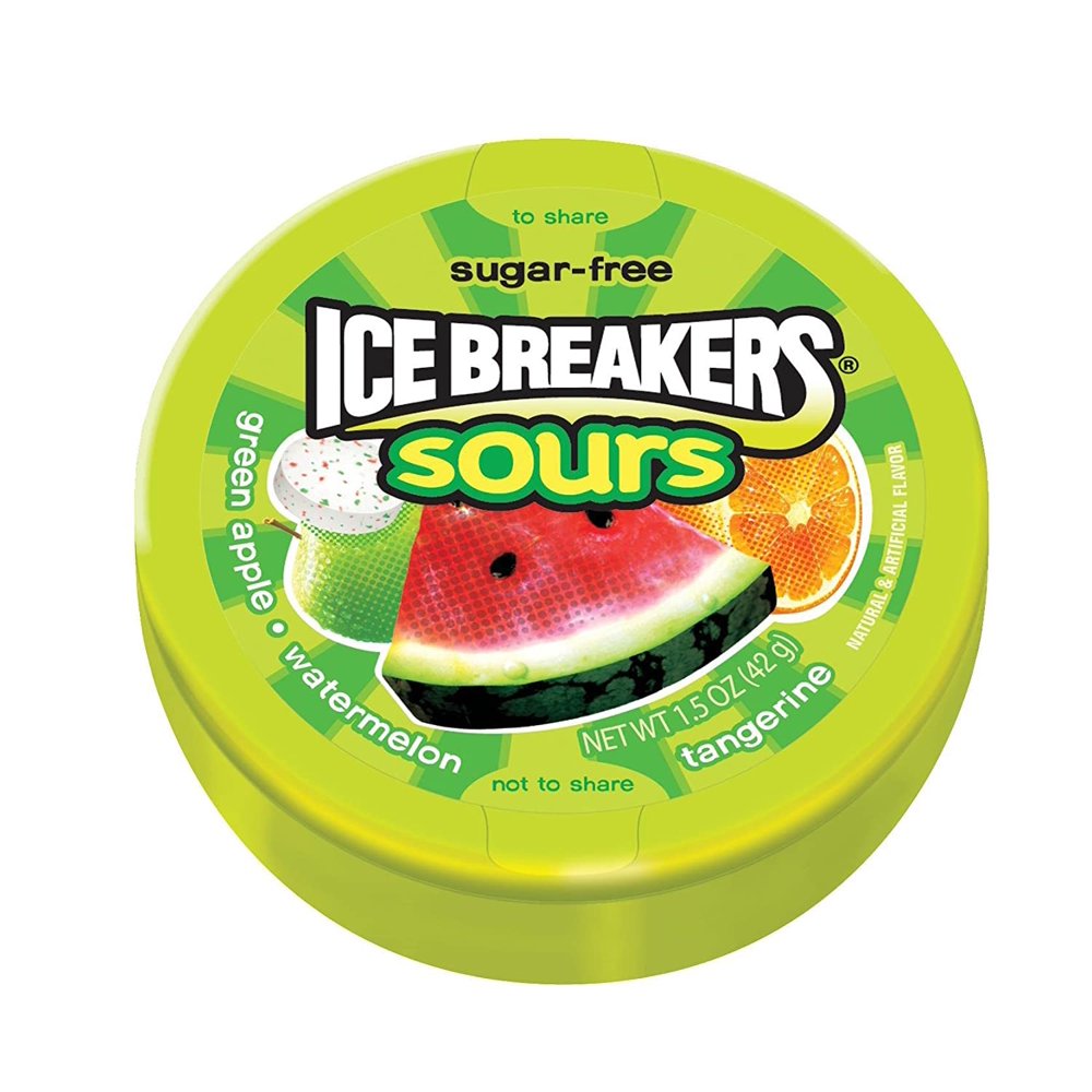 ICE BREAKERS Sours Sugar Free Mints, (Watermelon, Green Apple