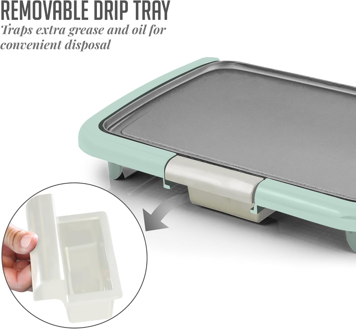 OVENTE Electric Griddle with 16 x 10 Inch Flat Non-Stick Cooking Surface, Adjustable Thermostat, Essential Indoor Grill for Instant Breakfast Pancakes Burgers Eggs, Blue GD1610LBL