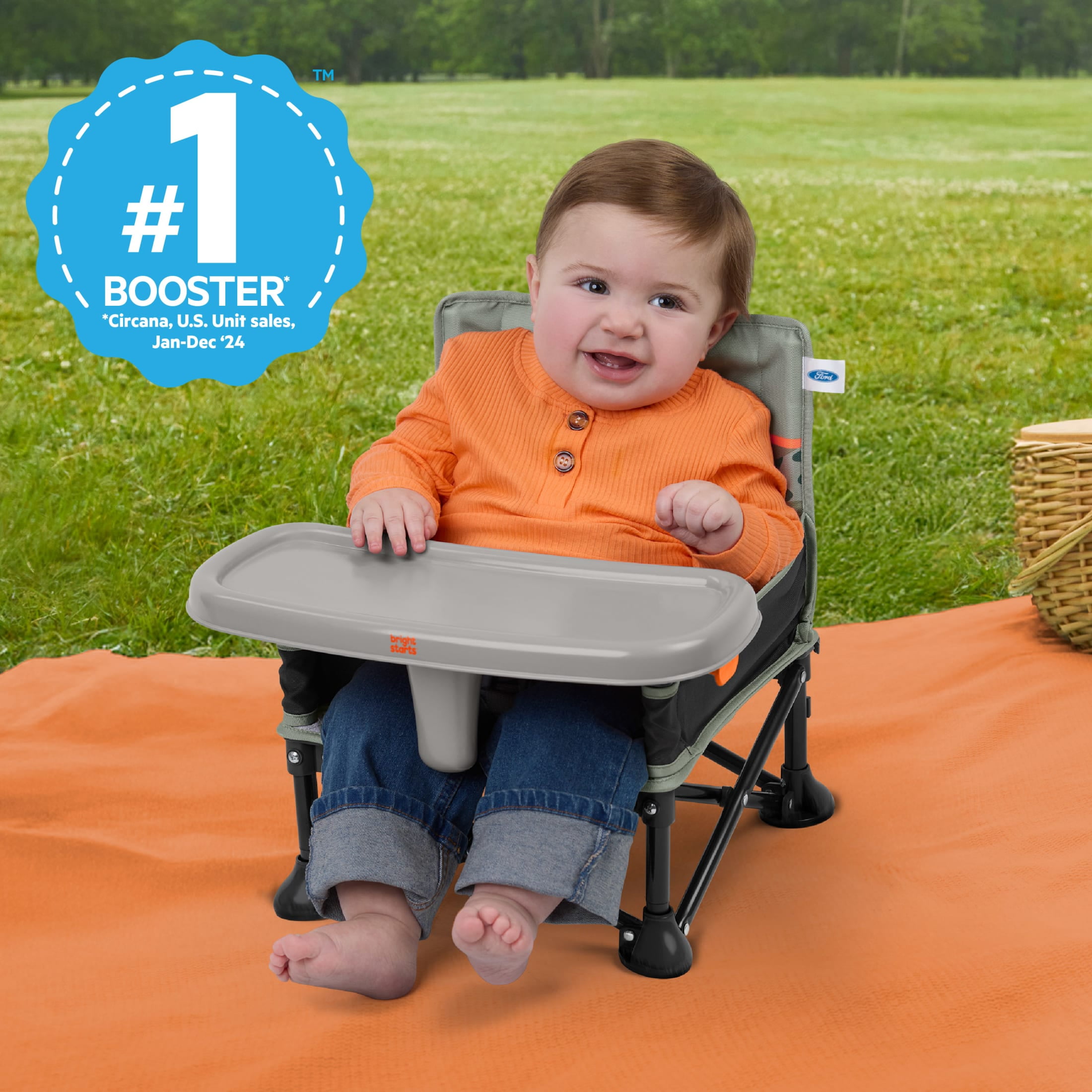 Ford Bronco Pop 'N Sit Portable Booster Chair by Bright Starts, Camo, Unisex, Infant to Toddler