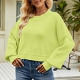 thumbnail image 2 of Lovskoo 2024 Sweaters for Women Trendy Casual Color Retro Knitting Long Sleeve Round Neck Sweater Green, 2 of 9