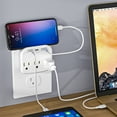 thumbnail image 4 of Multi Outlet Wall Plug, KOSIY Non Surge Power Strip with USB Fast Charge for Dorm Home Travel, Gray, 4 of 9