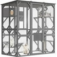 thumbnail image 7 of Large Walk-in Window Waterproof Roof Outdoor Catio with Platforms & Hammock, Grey, 7 of 7
