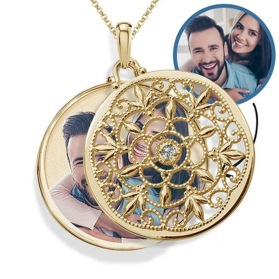 PicturesOnGold.com Yellow Gold Swivel Round Photo Locket