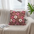 Throw Pillows Covers, White Pink Brown Donut Faux Leather Decorative