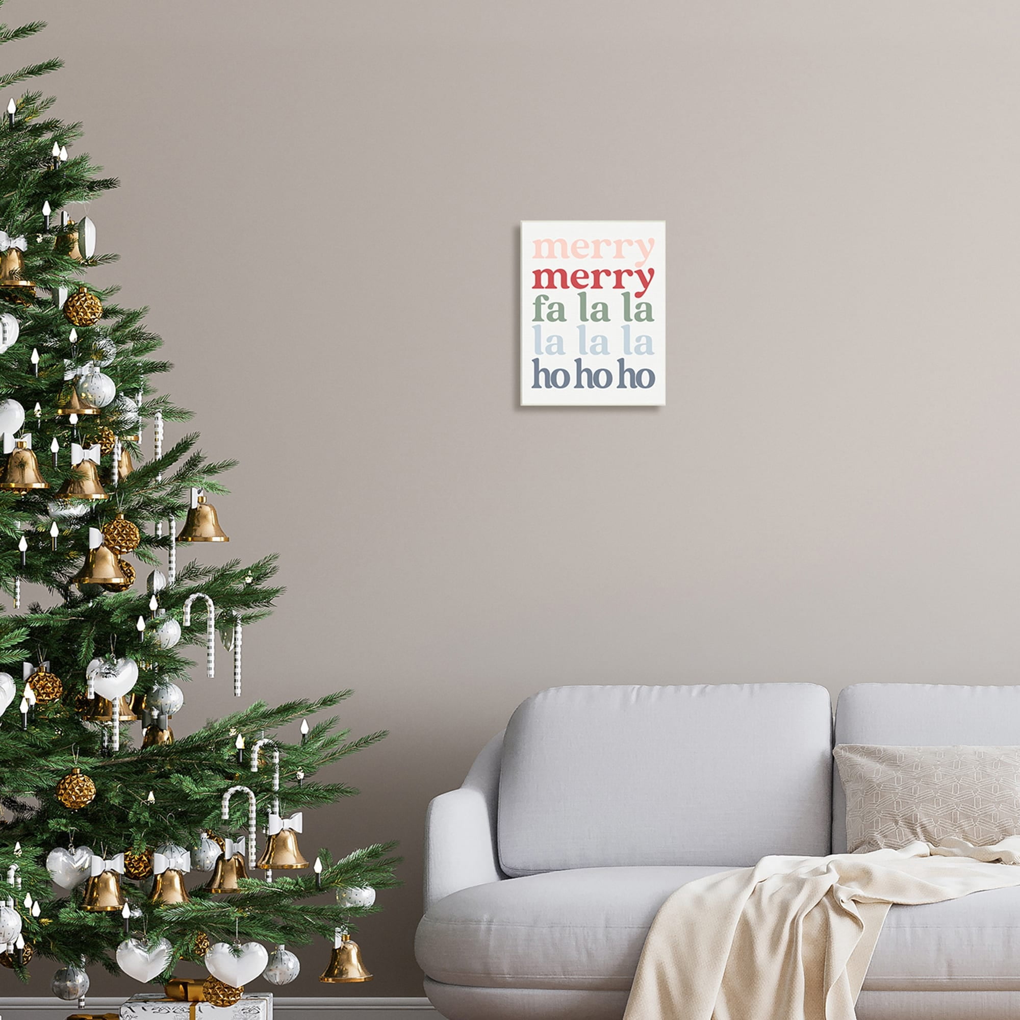 Merry Fa-La-La Minimal Typography Festive Words Inspirational Graphic Art Unframed Art Print Wall Art