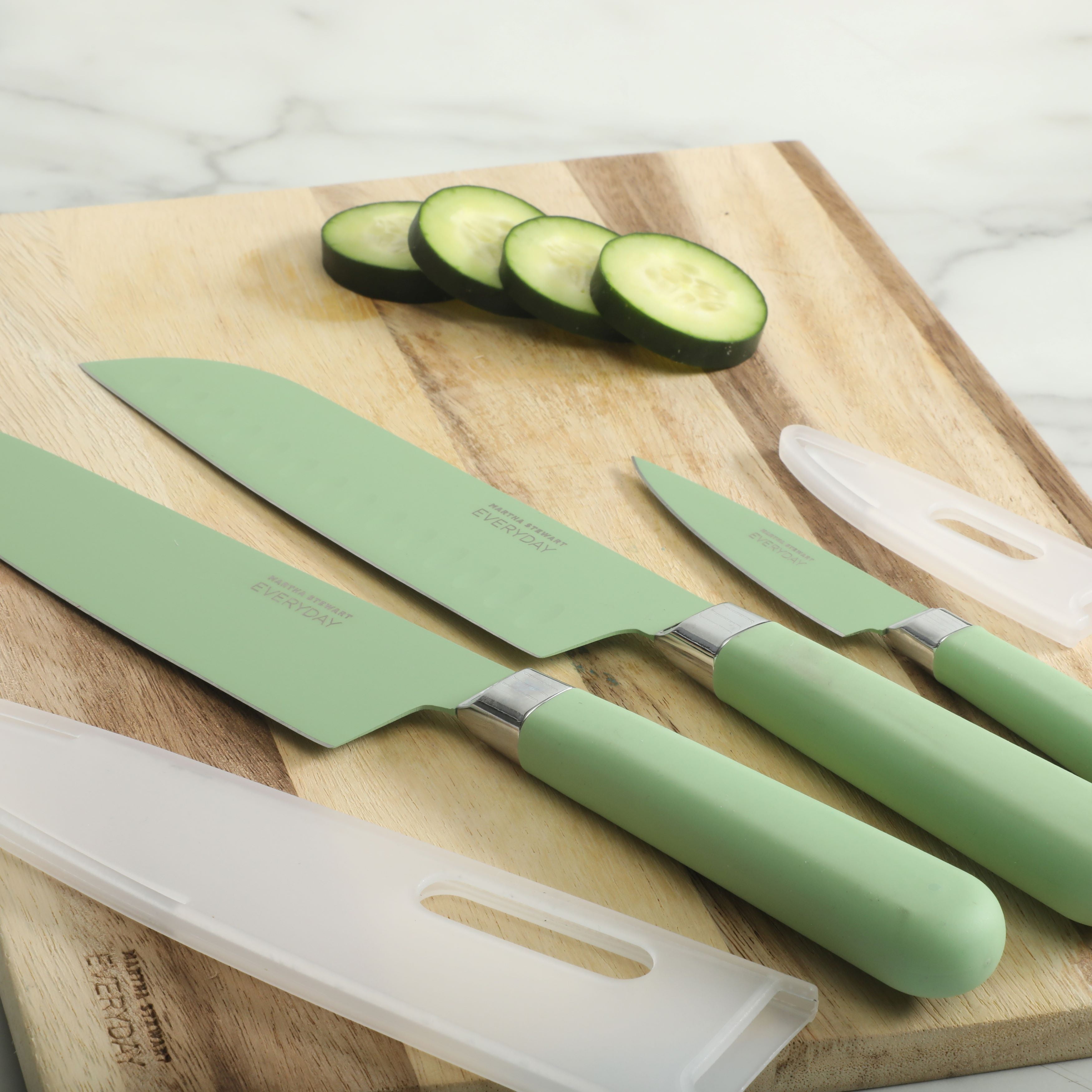Martha Stewart Everyday Keston 6-Piece Stainless Steel Knife Set with Ergonomic Handles, Sage