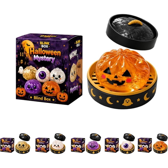 Halloween Spooky Ghost Dumpling, Dumplings Squishy with Steamer Stress Balls Stress Relief Fidget Sensory for Holiday & Birthday Gifts