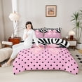 thumbnail image 4 of Castle Fairy Cartoon Pink Bow Knot Twin Comforter Sets,Black Polka Dots Bedding Set, 4 of 7