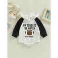 thumbnail image 3 of Bagilaanoe Newborn Baby Girl Boy Hooded Romper Sweatshirt Long Sleeve Bodysuit Football Letter Print Pullover 3M 6M 12M 18M Infant Casual Tee Tops, 3 of 9