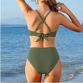 thumbnail image 4 of Women's Two Piece High Waisted Bikini Set with Adjustable Straps and Removable Padding - Color Block Swimsuit for Beach, Pool, and Summer Activities, 4 of 6